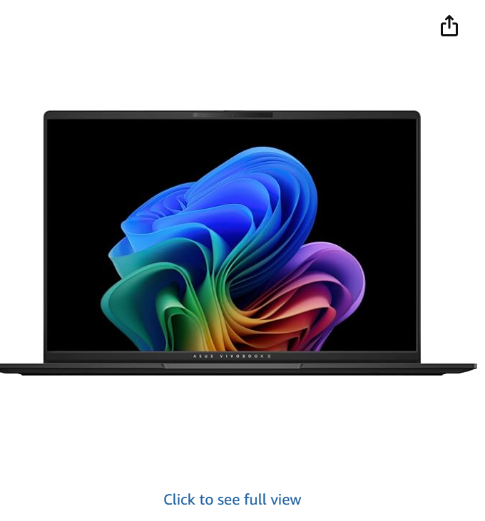 ASUS Vivobook S16 Laptop, Copilot+ PC, AMD Ryzen AI 7